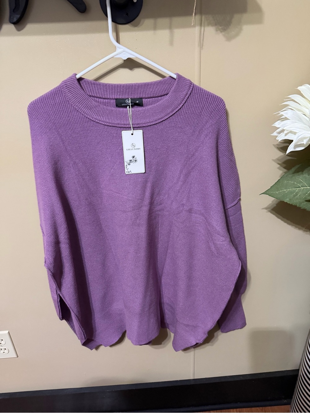 Lilla P Purple Relaxed Crewneck Sweater